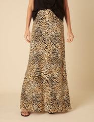 Leopard Print Linen-blend Mila Maxi Skirt