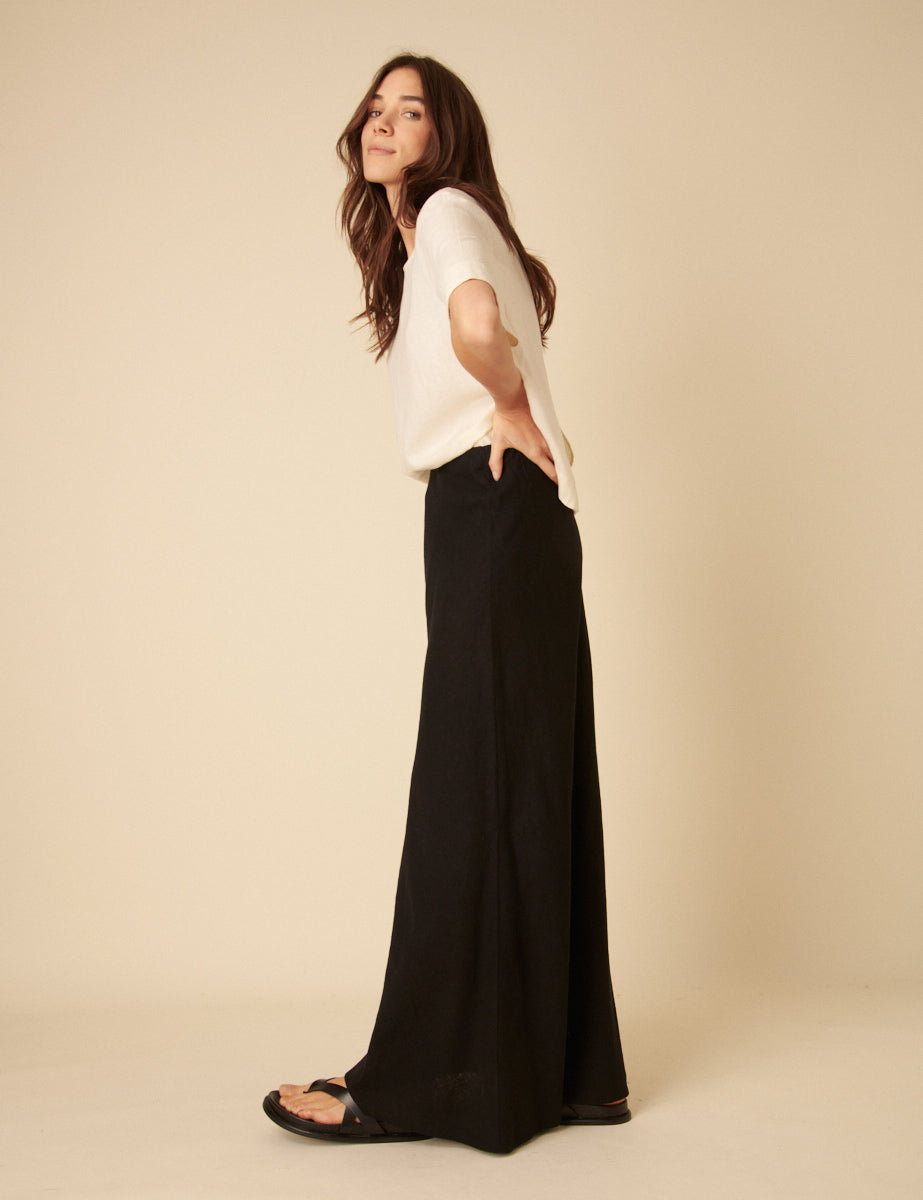 Black Linen-blend Mila Maxi Skirt