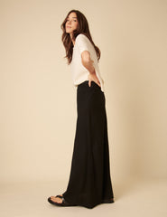 Black Linen-blend Mila Maxi Skirt