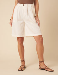 White Denim Ava Bermuda Shorts