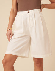 White Denim Ava Bermuda Shorts
