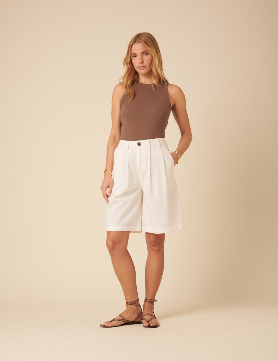 White Denim Ava Bermuda Shorts