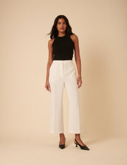 White Tailored Cropped Trousers