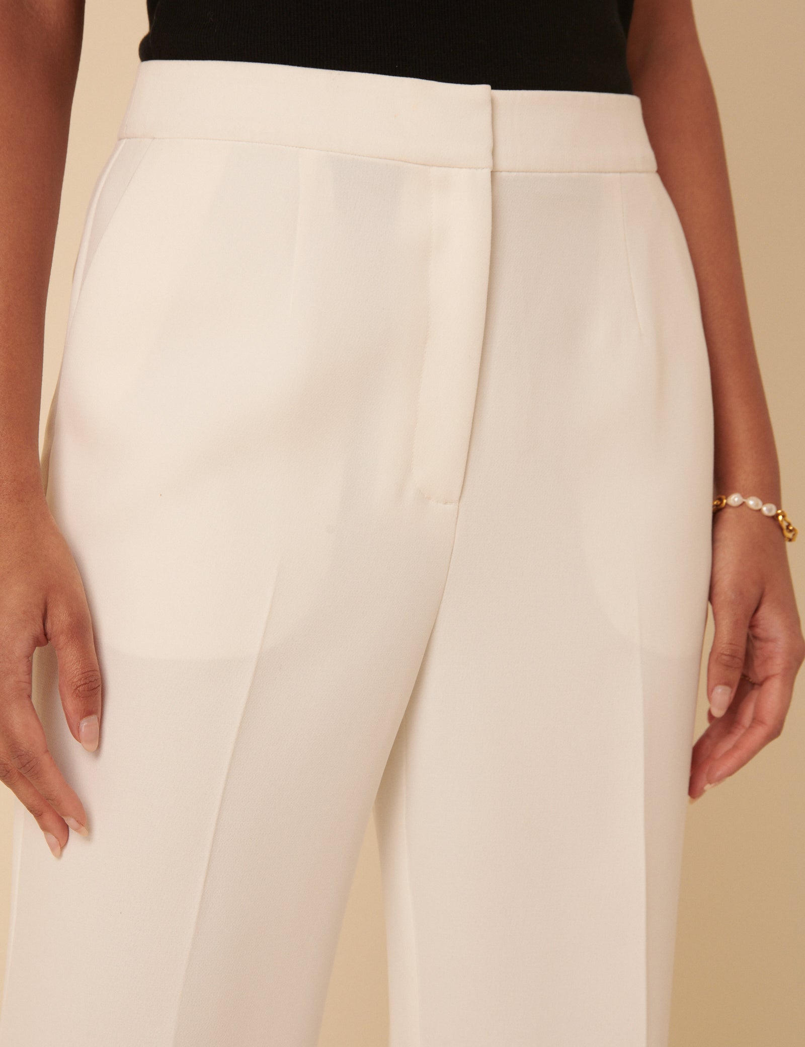 White Tailored Cropped Trousers