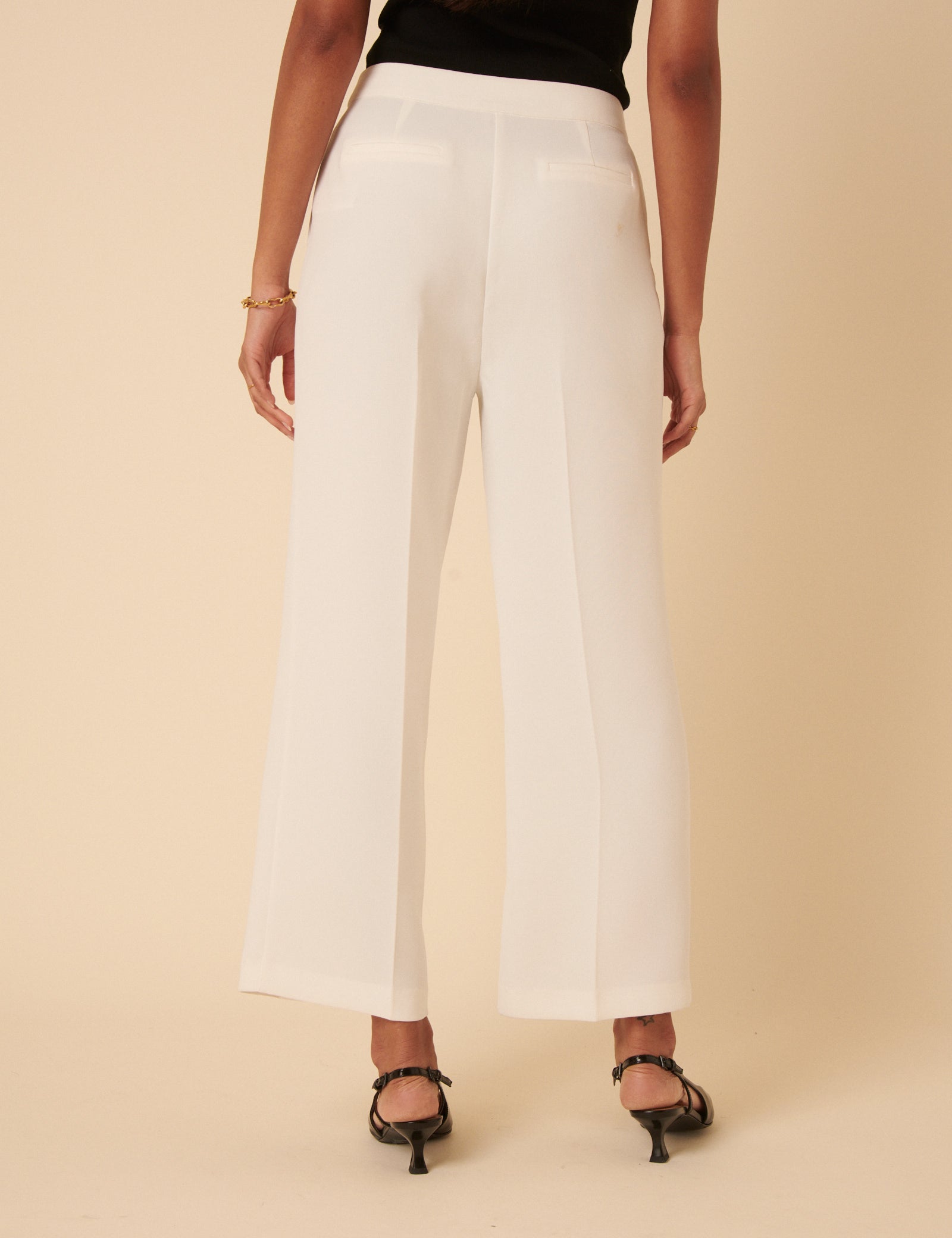 White Tailored Cropped Trousers