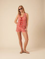 Red Broderie Anglaise Shorts