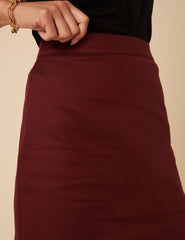 Burgundy Tailored Mini Skirt