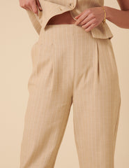 Cream Pinstripe Tailored Trousers