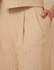 Cream Pinstripe Tailored Trousers