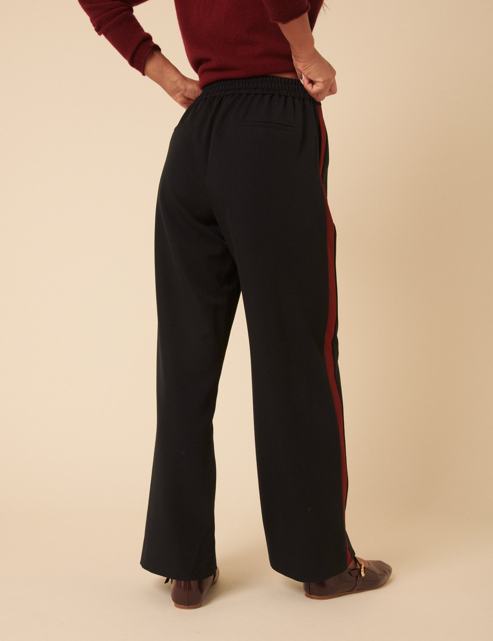 Navy Side Striped Relaxed Trousers