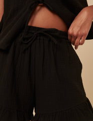 Black Ruffle Shorts