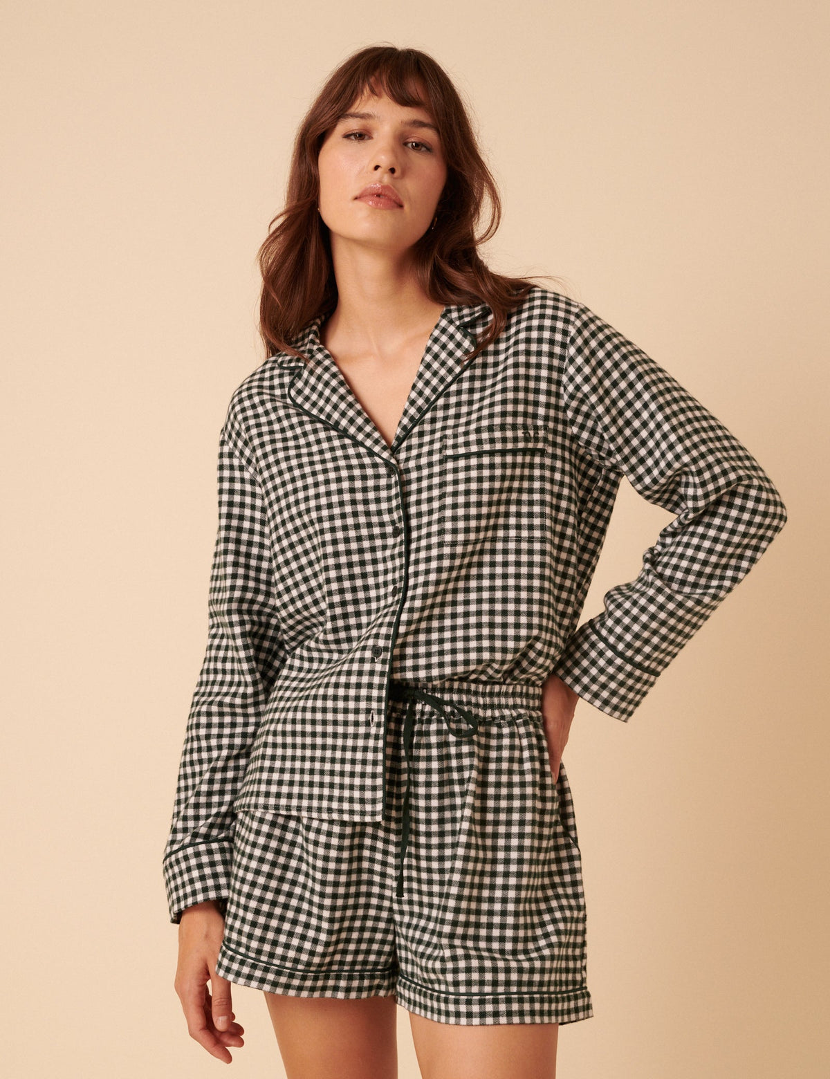 Forest Green Check Pyjama Shorts