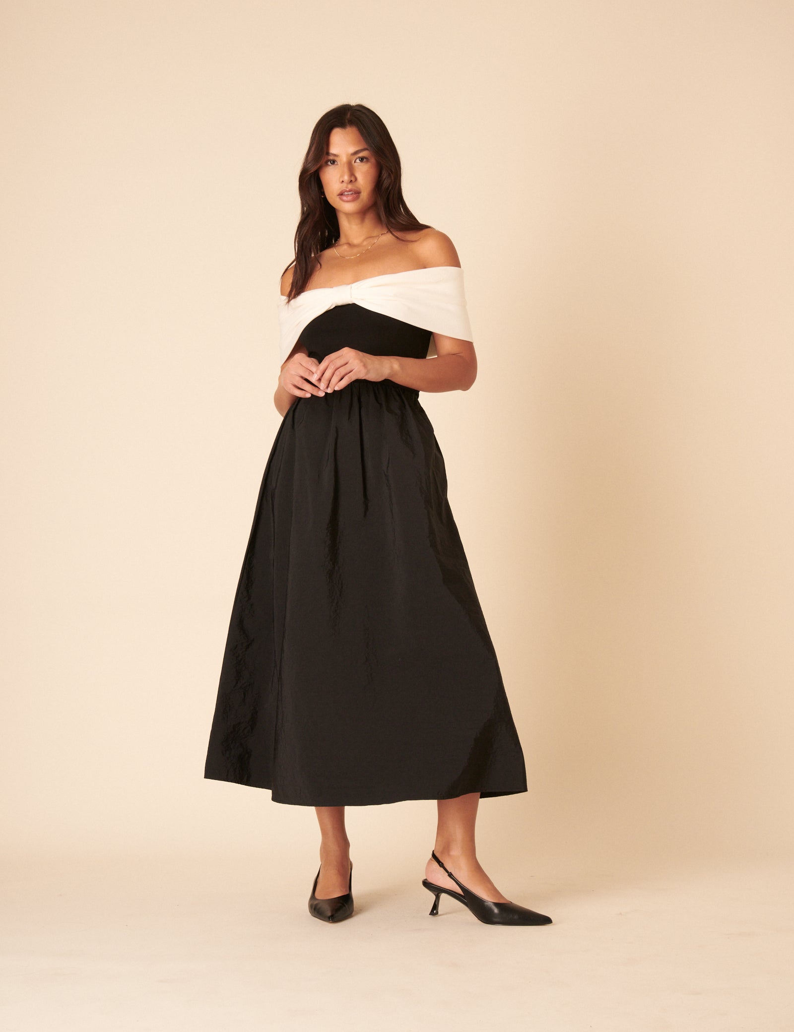 Black A-line Midi Skirt