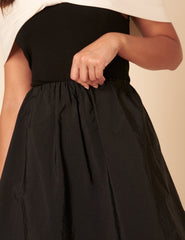 Black A-line Midi Skirt