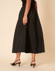 Black A-line Midi Skirt