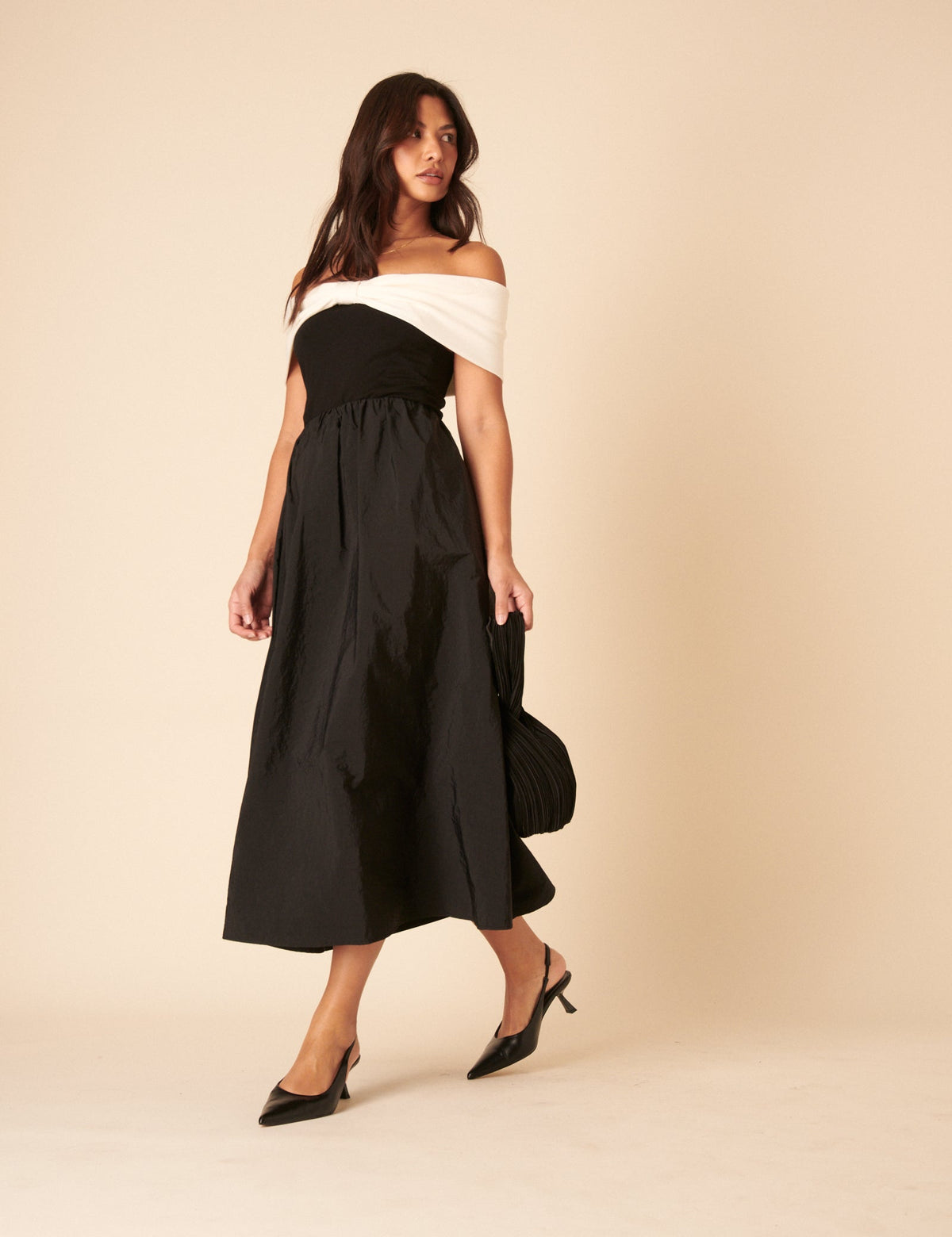 Black A-line Midi Skirt