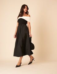 Black A-line Midi Skirt