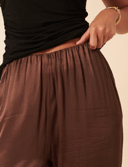 Brown Satin Wide Leg
