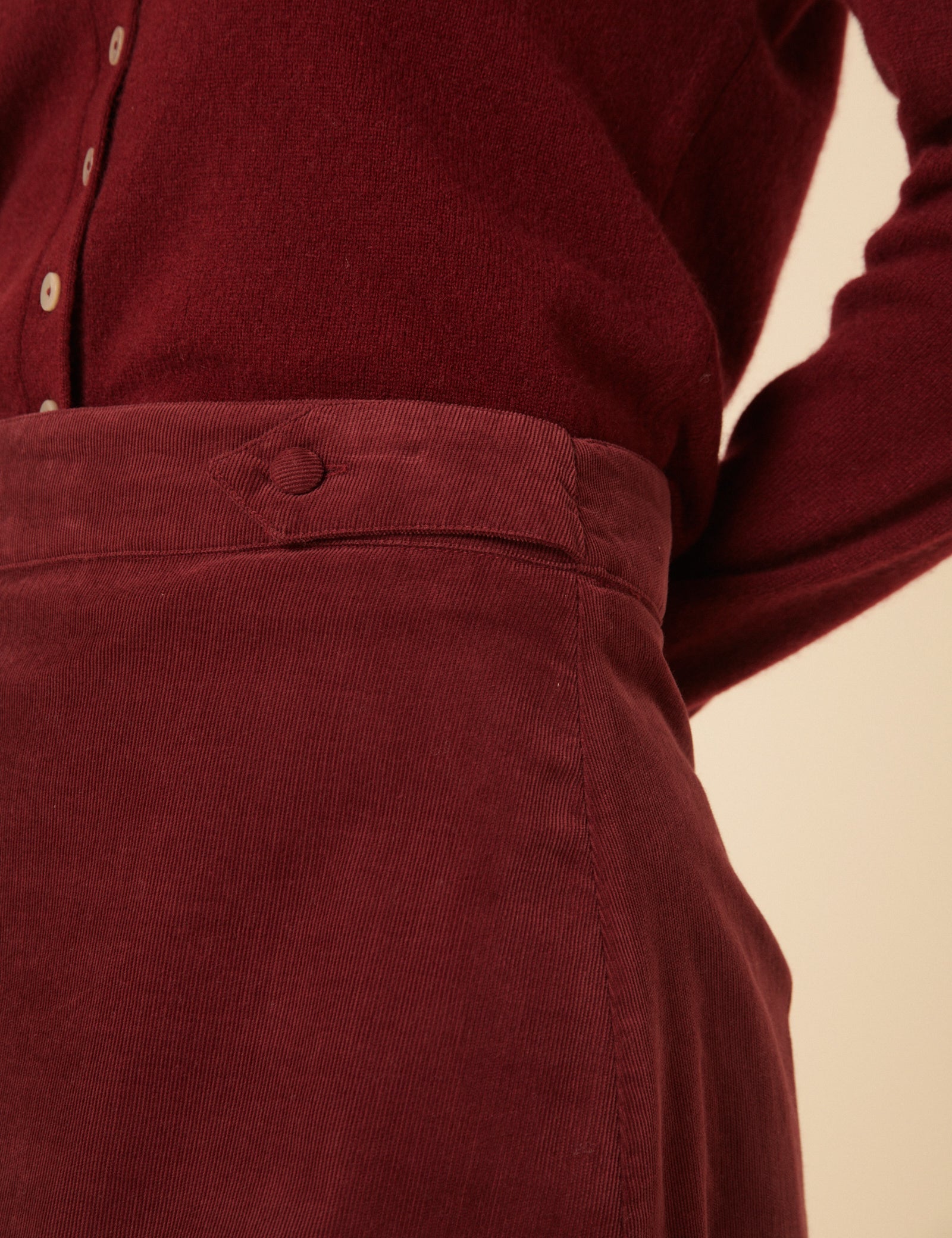 Burgundy Cord A-line Mini Skirt