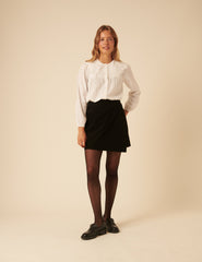 Black Velvet Asymmetrical Mini Skirt