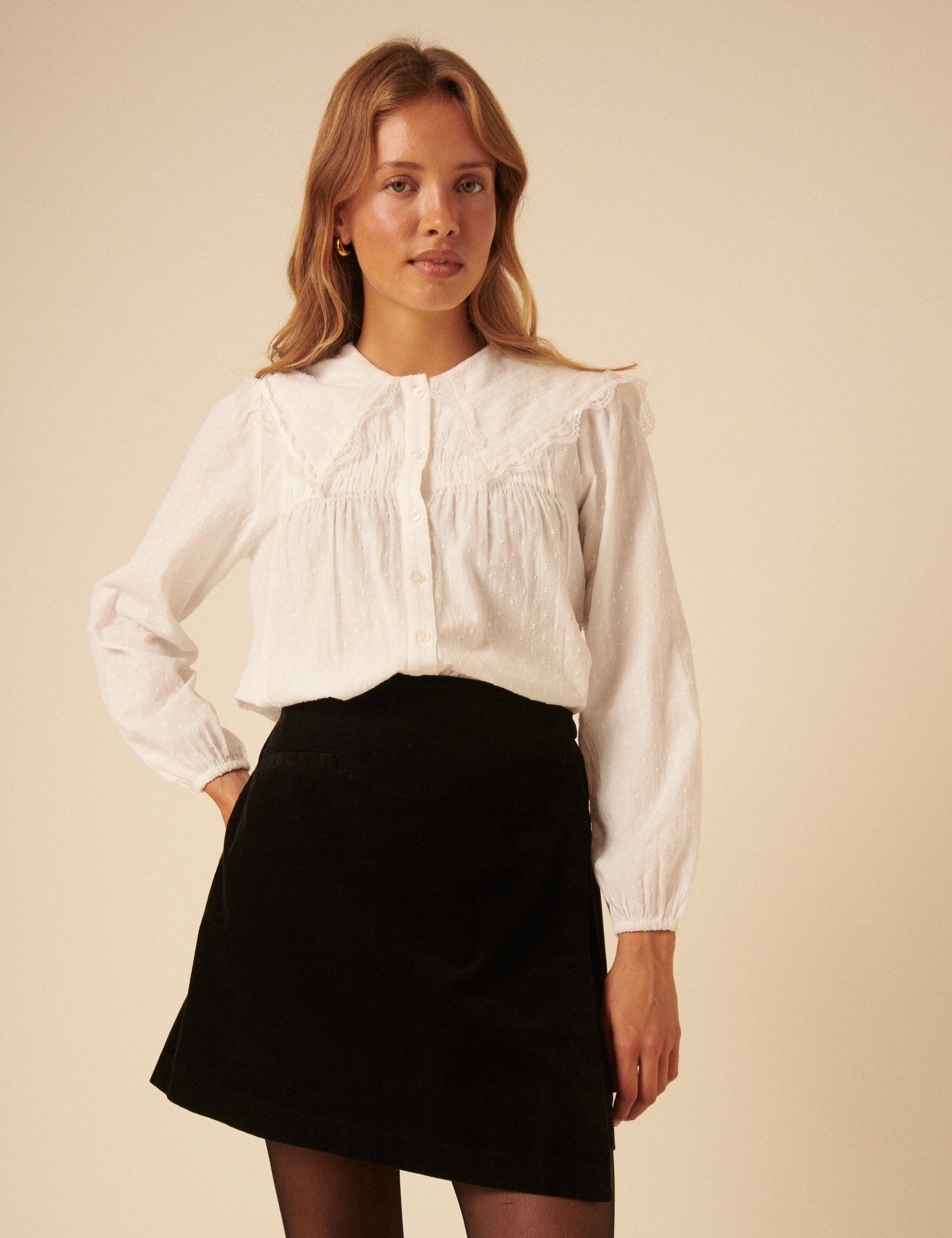 Black Velvet Asymmetrical Mini Skirt