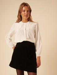 Black Velvet Asymmetrical Mini Skirt