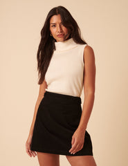 Black Cord Mini Skirt