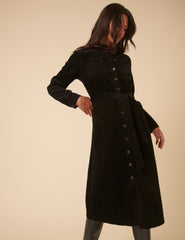Black Cord Finchley Midi Shirt Dress