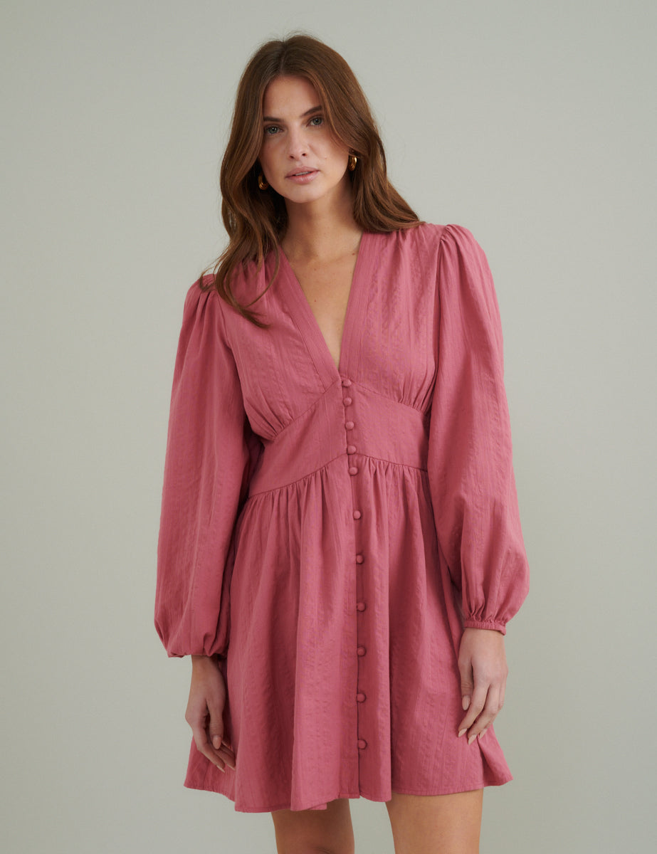 Pink Long Sleeve Starlight Mini Dress