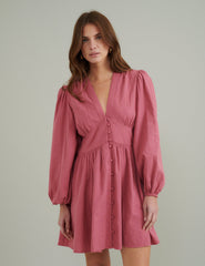 Pink Long Sleeve Starlight Mini Dress