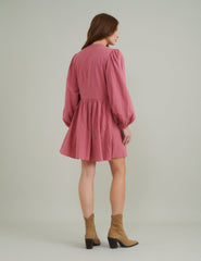 Pink Long Sleeve Starlight Mini Dress