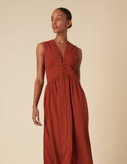 Burnt Orange Sleeveless Starlight Midi Dress