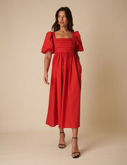 Red Nova Midi Dress