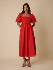Red Nova Midi Dress
