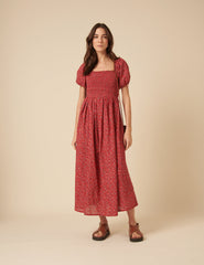Red Ditsy Floral Tasmin Midi Dress