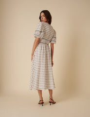 White Printed Ariana Midi Dress