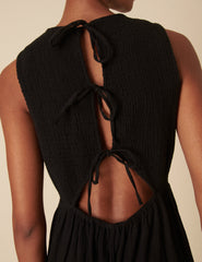 Black Shirred Jumpsuit