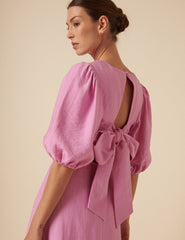 Pink Bow Back Zita Midi Dress