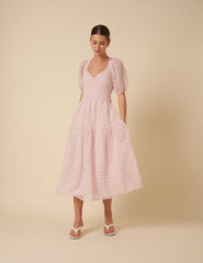 Pink Organza Sadie Midi Dress