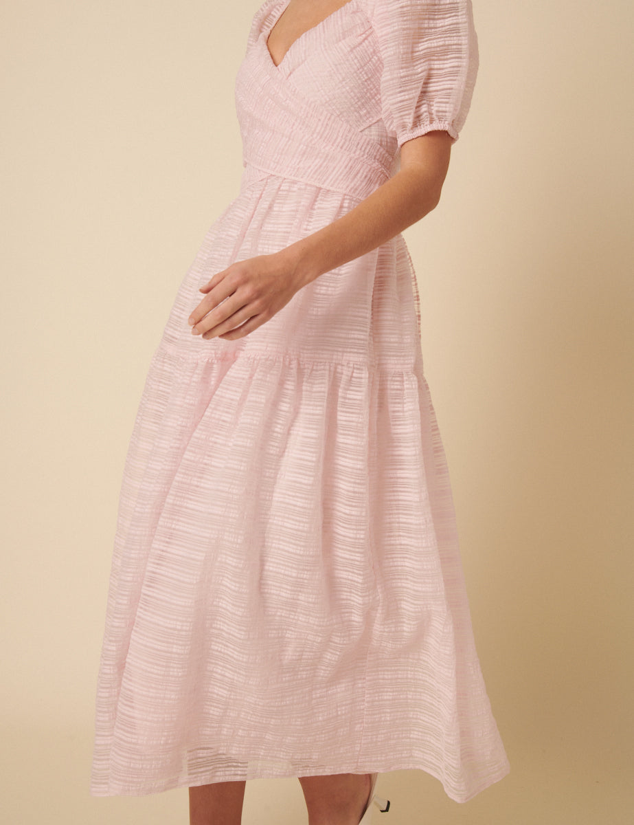 Pink Organza Sadie Midi Dress