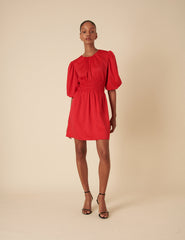 Red Puff Sleeve Zelda Mini Dress