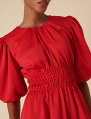 Red Puff Sleeve Zelda Mini Dress