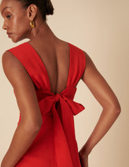 Red Square Neck Jumpsuit