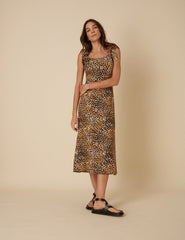 Leopard Print Adrian Midi Dress
