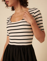 Black and White Stripe Finn Midi Dress