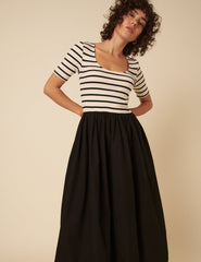 Black and White Stripe Finn Midi Dress