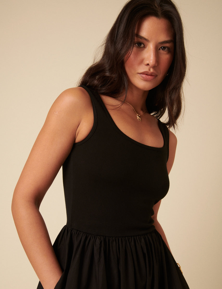 Black Colorado Skater Midi Dress