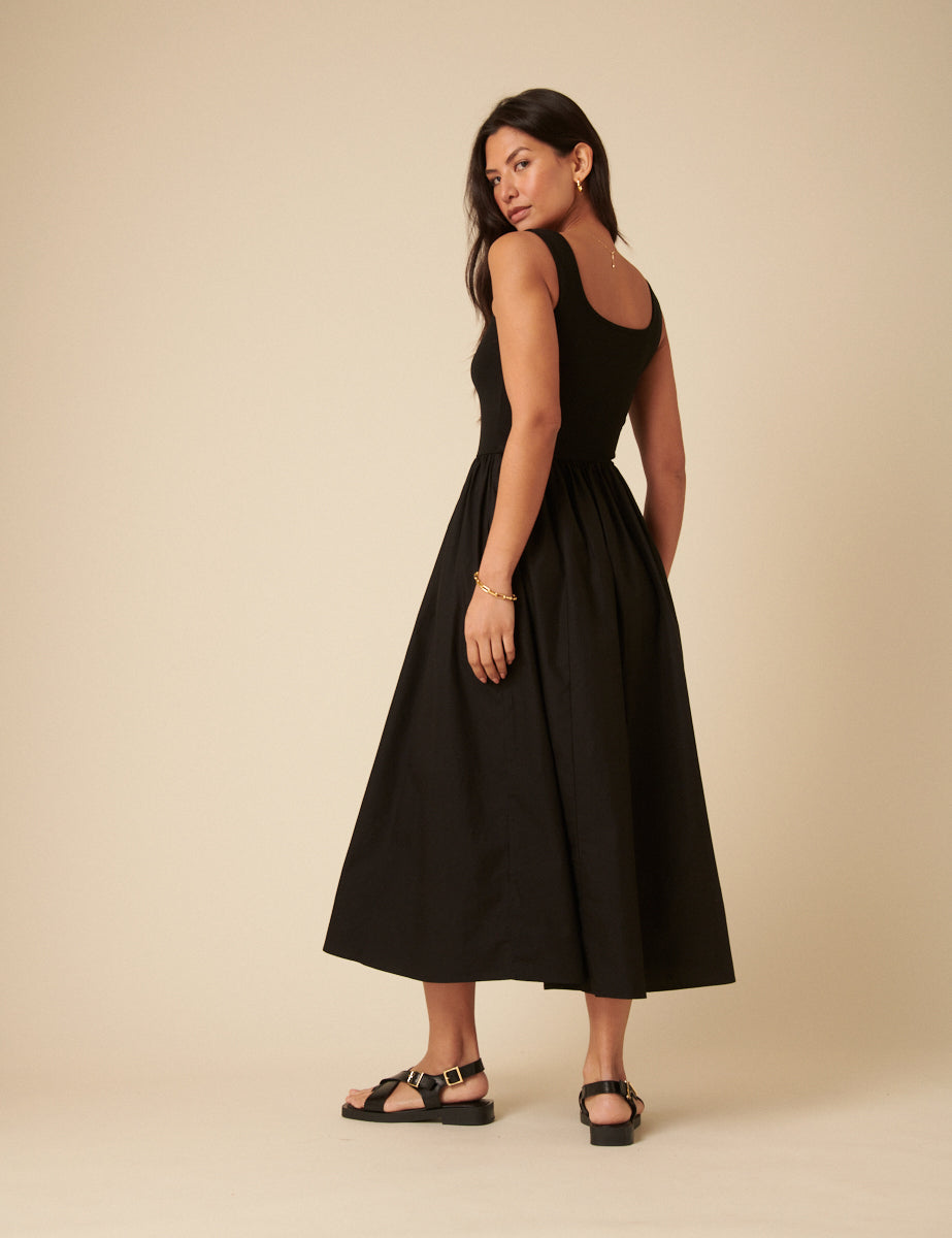 Black Colorado Skater Midi Dress