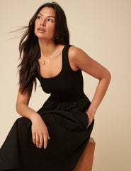 Black Colorado Skater Midi Dress