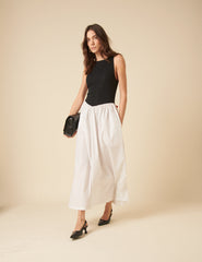 Black And White Drop Waist Verity Midi Dress